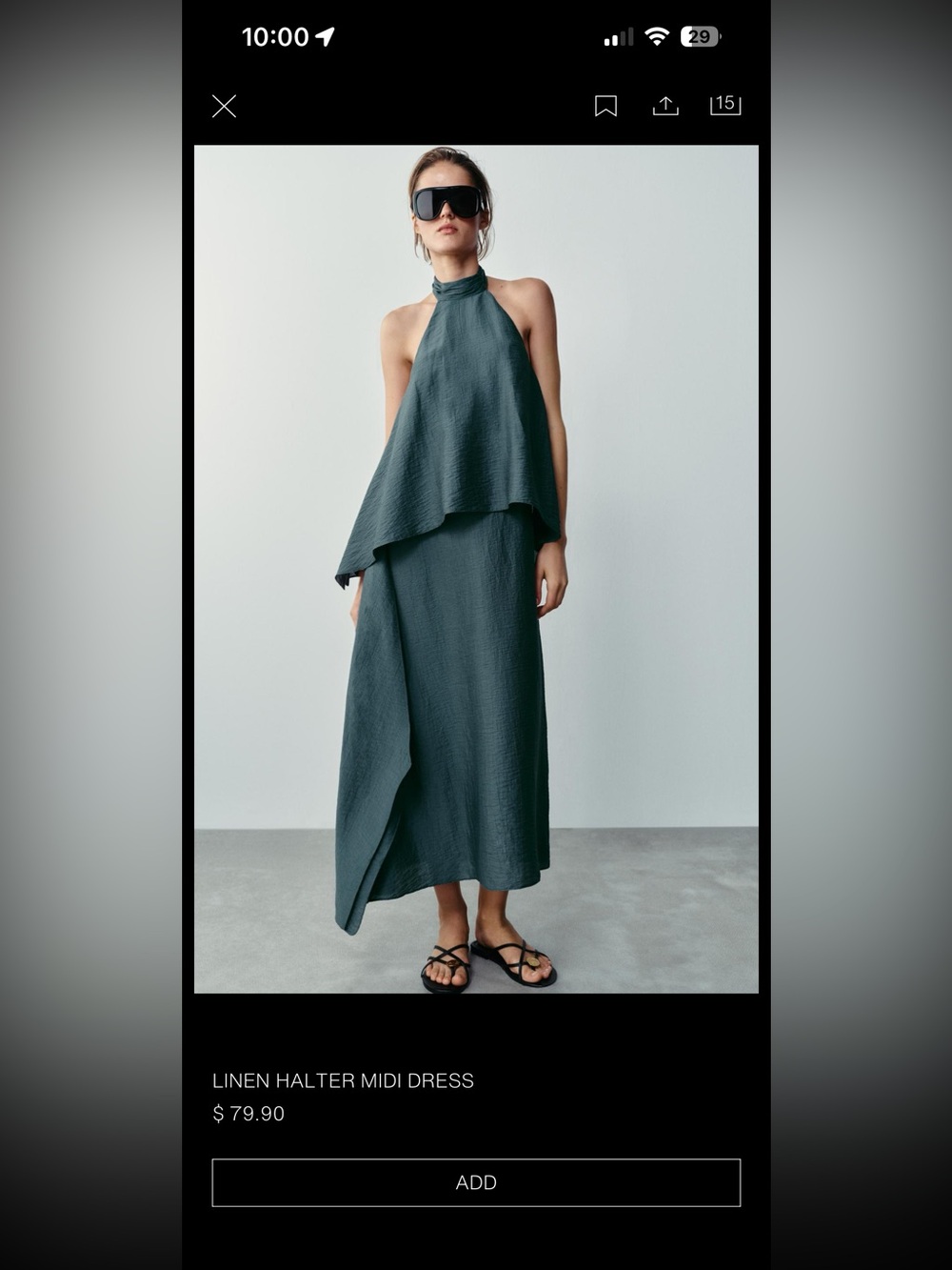 Zara linen halter midi dress